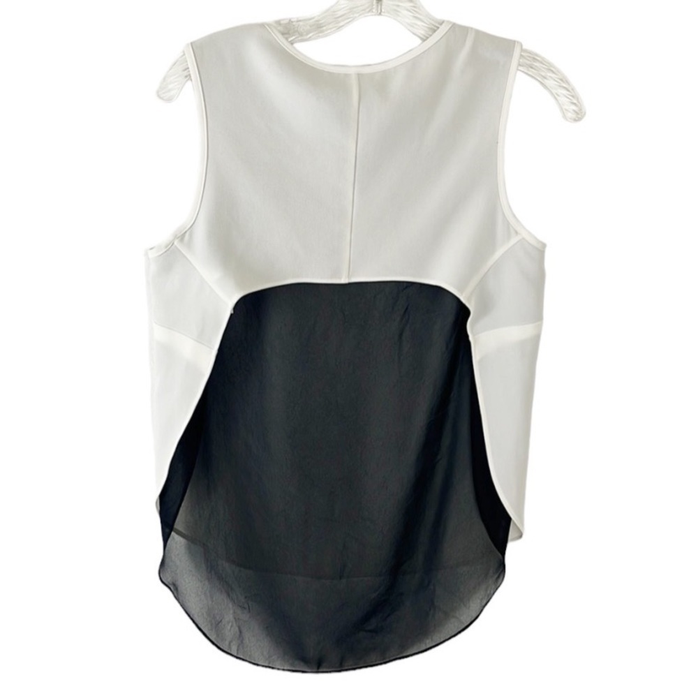 Rag & Bone Sheer Sleeveless Blouse Women's S Off White Black High‎ Side Slits - Picture 2 of 9
